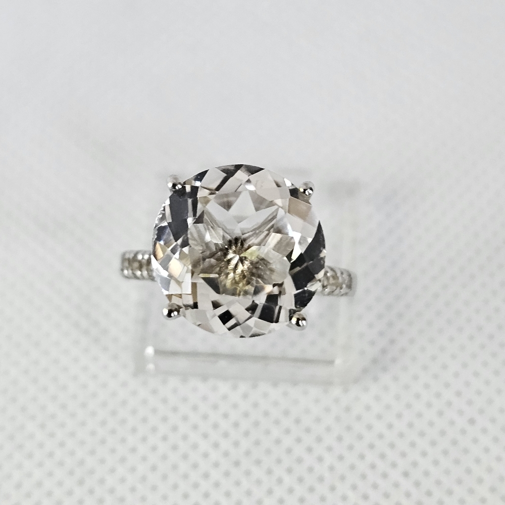 Genuine White Topaz Ring Platinum over Sterling Silver Sz 8! 😲 - Picture 5 of 13